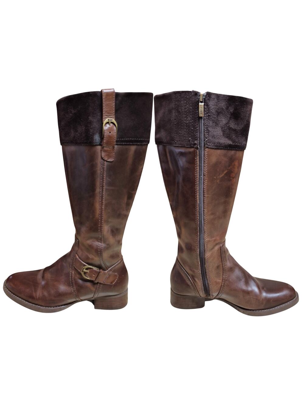 Ariat Brown Leather Buckle Side Zip Equestrian Riding Tall Boots Women's 6 1/2 B